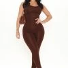Fashion Nova Jumpsuits Nova Boost Jumpsuit - Chocolate