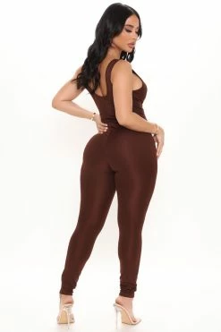 Fashion Nova Jumpsuits Nova Boost Jumpsuit - Chocolate