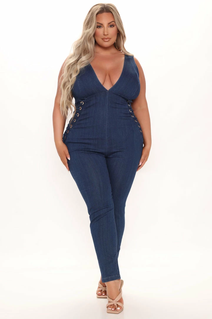 Fashion Nova Daily Dose Of Denim Jumpsuit - Dark Wash Jumpsuits