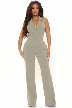 Fashion Nova Ariel Jumpsuit - Sage Jumpsuits