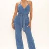 Fashion Nova Natalie Denim Jumpsuit - Denim