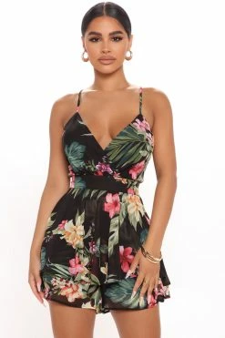 Fashion Nova Rompers Dream On Floral Romper - Black/combo