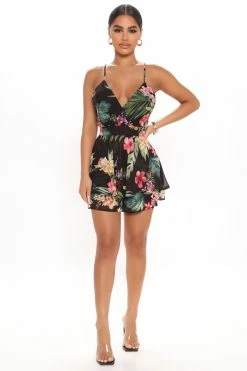 Fashion Nova Rompers Dream On Floral Romper - Black/combo