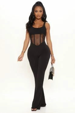 Fashion Nova Stealing Hearts Jumpsuit - Black