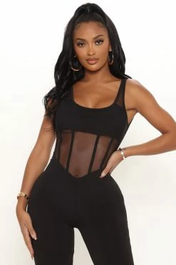 Fashion Nova Stealing Hearts Jumpsuit - Black
