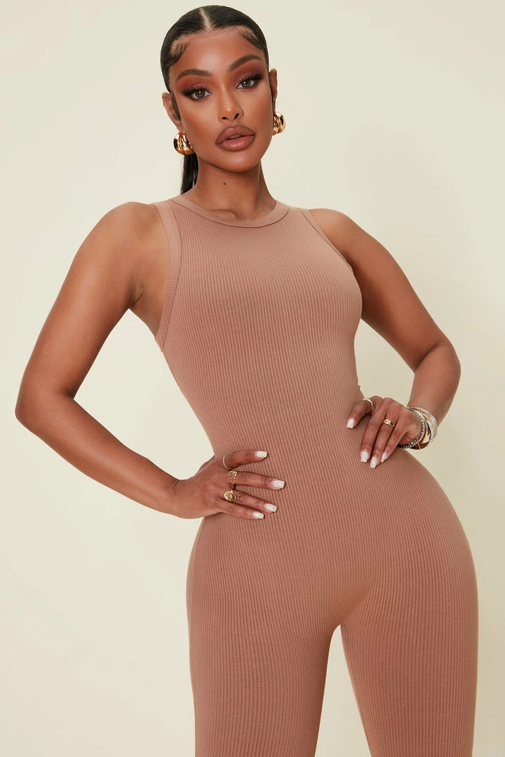 Fashion Nova Serafina Snatched Jumpsuit - Nude