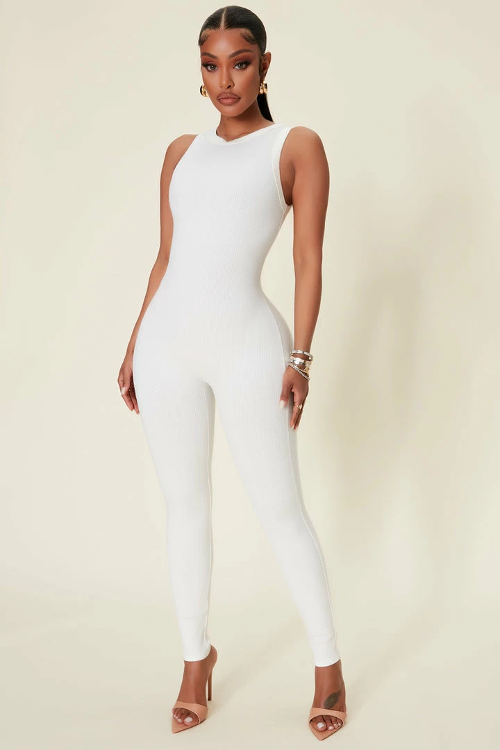 Fashion Nova Serafina Snatched Jumpsuit - Off White
