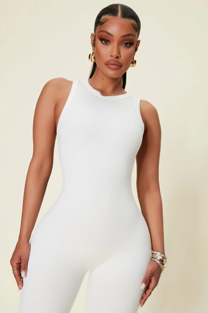 Fashion Nova Serafina Snatched Jumpsuit - Off White