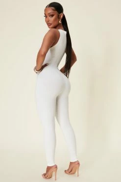 Fashion Nova Serafina Snatched Jumpsuit - Off White