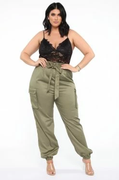 Fashion Nova Can't Forget It Cargo Jumpsuit - Black/Olive Jumpsuits