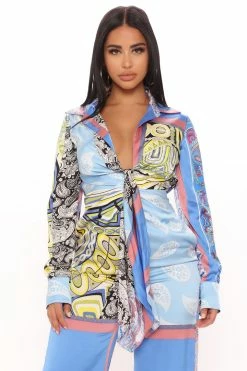 Fashion Nova St. Tropez Paisley Jumpsuit - Blue/Black