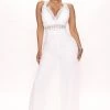 Fashion Nova Celeste Chiffon Jumpsuit - White