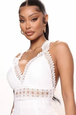 Fashion Nova Celeste Chiffon Jumpsuit - White