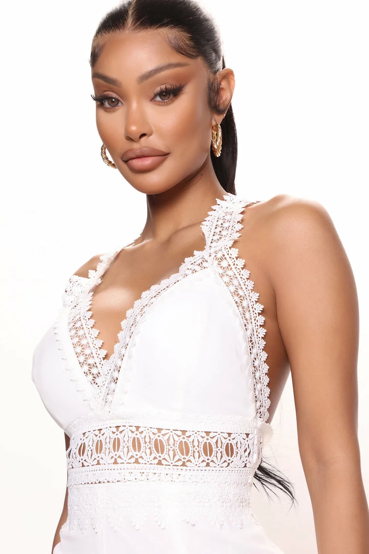 Fashion Nova Celeste Chiffon Jumpsuit - White