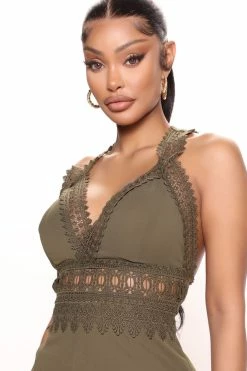 Fashion Nova Wide Leg Jumpsuits Celeste Chiffon Jumpsuit - Olive