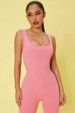 Fashion Nova Jumpsuits Maeve Scoop Neck Snatched Jumpsuit - Pink