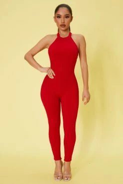 Fashion Nova Jumpsuits Hunter Snatched Jumpsuit - Red