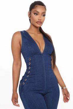 Fashion Nova Daily Dose Of Denim Jumpsuit - Dark Wash Jumpsuits