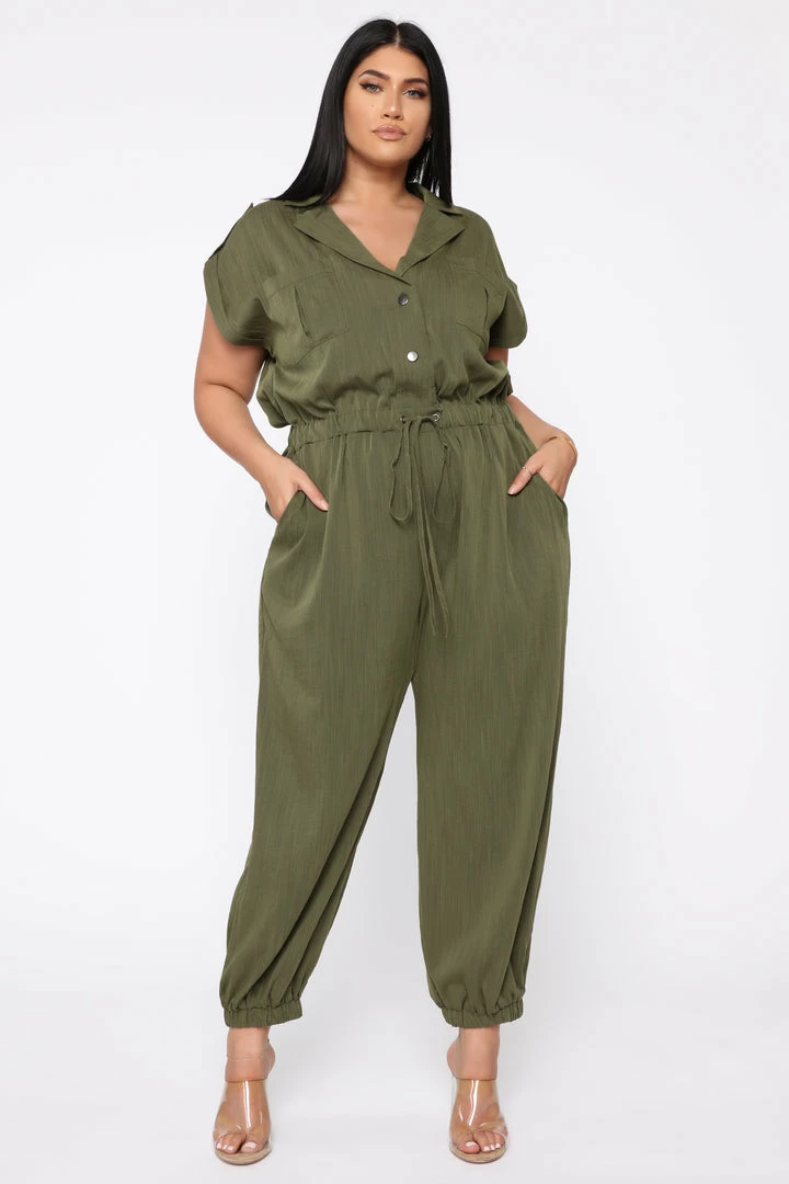 Fashion Nova Jumpsuits Mariel Utility Jumpsuit - Olive