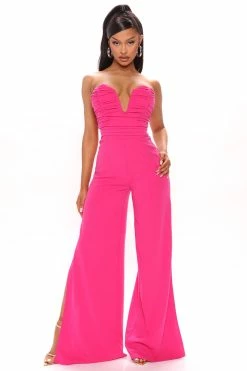 Fashion Nova Wide Leg Jumpsuits Camille Jumpsuit - Hot Pink