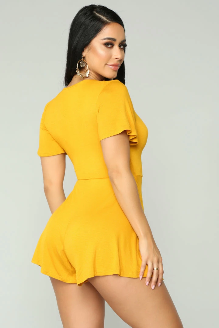 Fashion Nova Rompers Rhonda Wrap Romper - Mustard