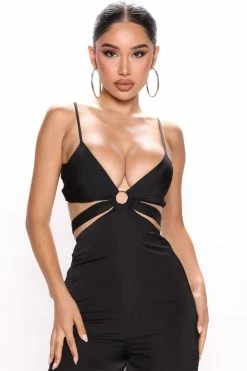Fashion Nova Wide Leg Jumpsuits Step It Up Satin Jumpsuit - Black