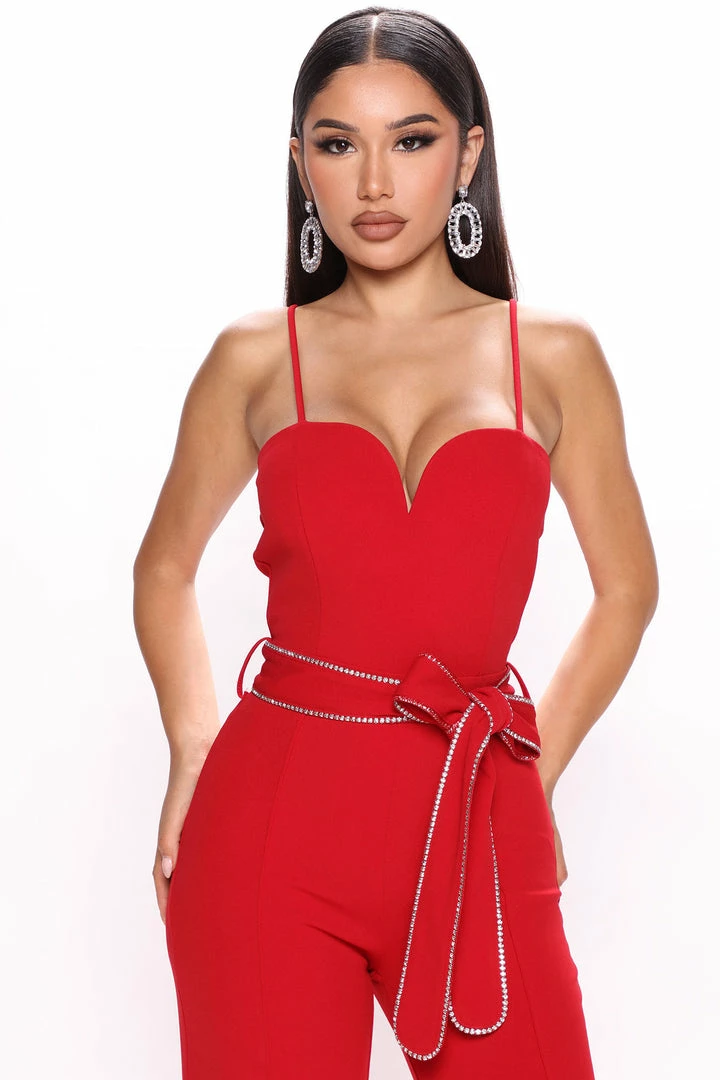Fashion Nova Remi Jumpsuit - Red Wide Leg Jumpsuits