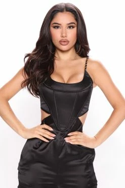Fashion Nova Live Life Satin Jumpsuit - Black Jumpsuits