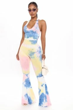 Fashion Nova Jumpsuits Get In The Groove Tie Dye Jumpsuit - Blue/combo