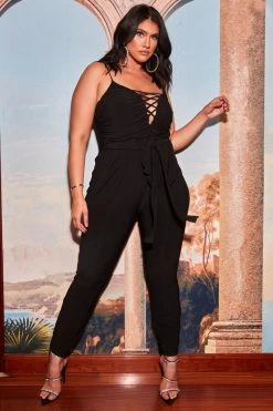 Fashion Nova Restless Nights Ruched Jumpsuit - Black
