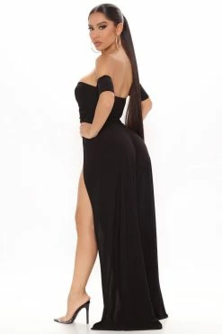 Fashion Nova Jumpsuits Jordan High Slit Jumpsuit - Black