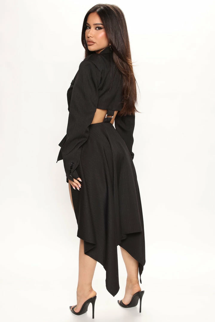 Fashion Nova Rompers Call Me Cape Blazer Romper - Black