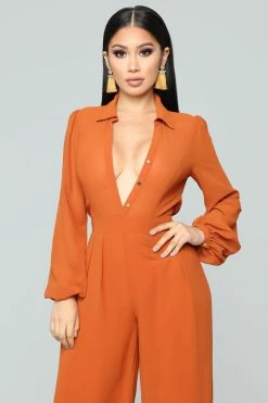 Fashion Nova Like Me Better Jumpsuit - Cognac