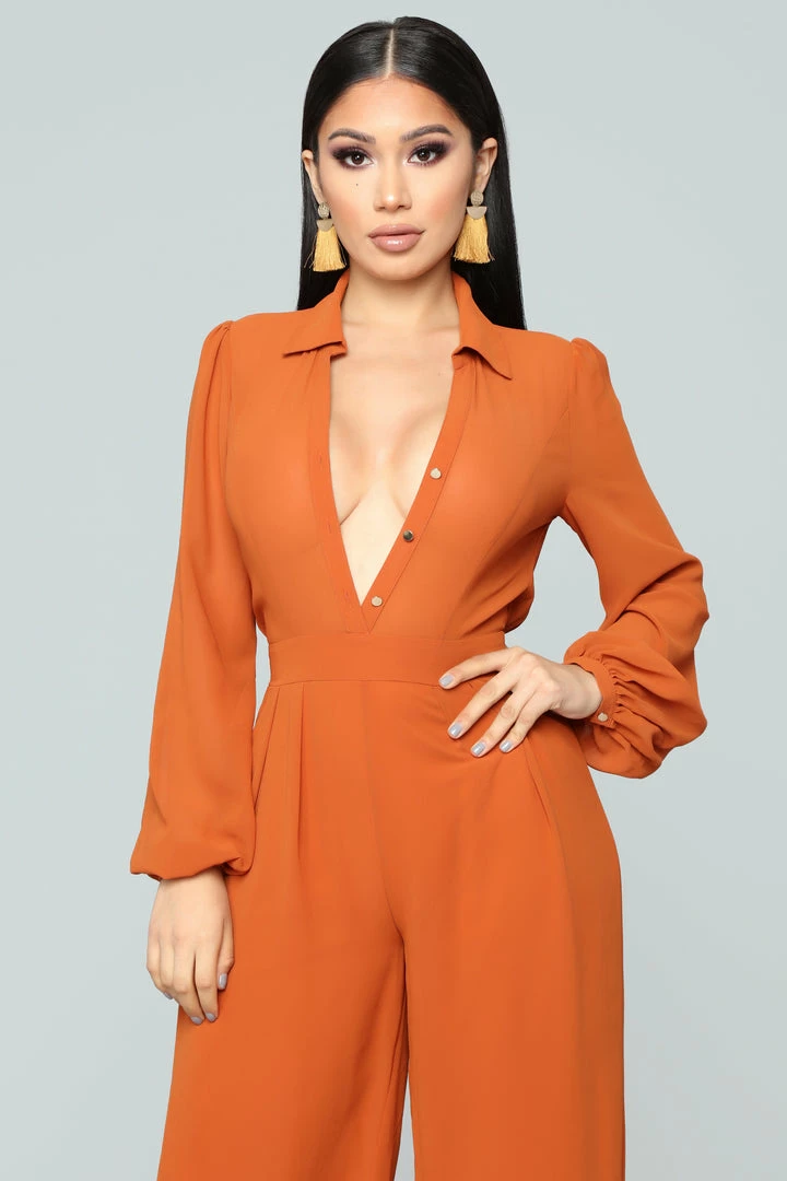 Fashion Nova Like Me Better Jumpsuit - Cognac