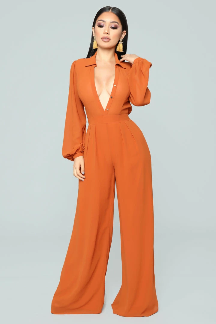Fashion Nova Like Me Better Jumpsuit - Cognac