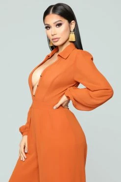 Fashion Nova Like Me Better Jumpsuit - Cognac