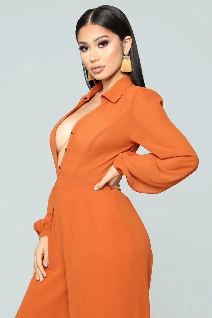 Fashion Nova Like Me Better Jumpsuit - Cognac