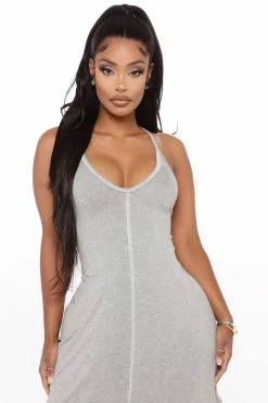 Fashion Nova Martin Tank Super Slouchy Jumpsuit - Heather Grey