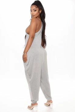 Fashion Nova Martin Tank Super Slouchy Jumpsuit - Heather Grey