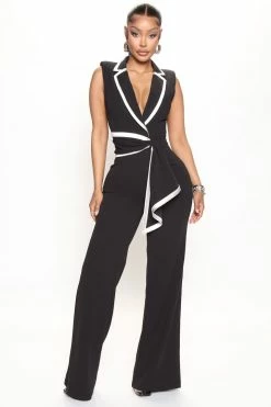 Fashion Nova True Boss Jumpsuit - Black/White