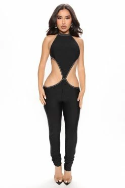Fashion Nova Baddest Bandage Jumpsuit - Black