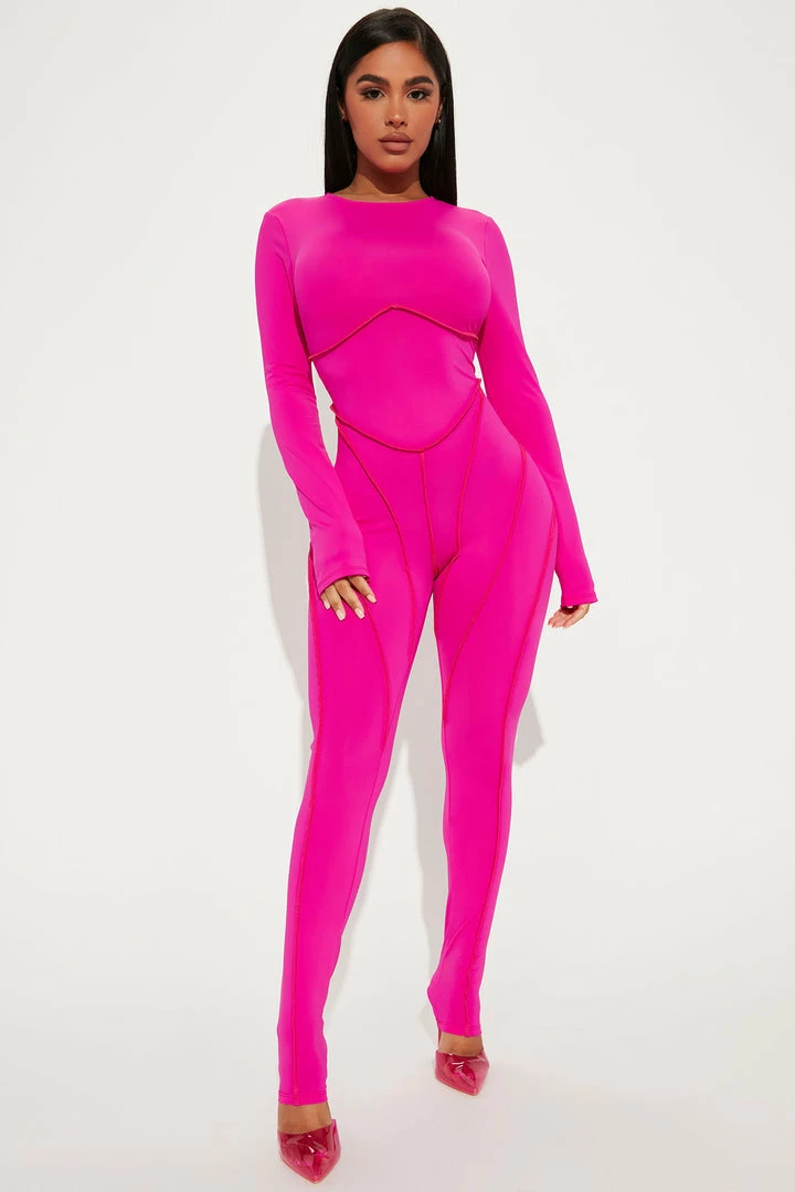 Fashion Nova Jumpsuits Play It Cool Jumpsuit - Hot Pink