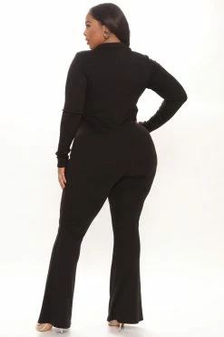 Fashion Nova Jumpsuits Ashley Rib Jumpsuit - Black