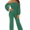 Fashion Nova Jumpsuits Lorena Off Shoulder Jumpsuit - Hunter Green