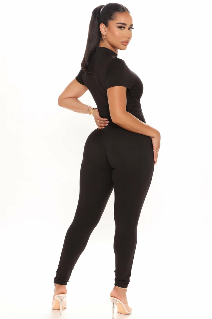 Fashion Nova Jumpsuits Keep On Slashing Jumpsuit - Black