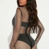 Fashion Nova Rhinestone Ready Romper - Black