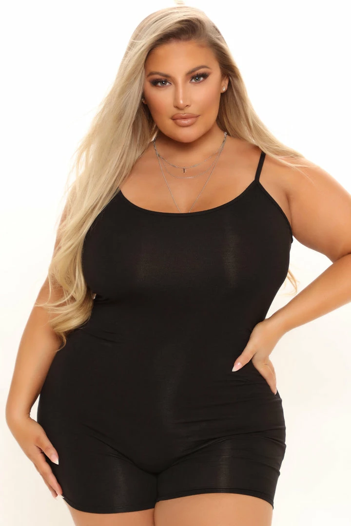 Fashion Nova Nova Season Shortie Romper - Black Rompers