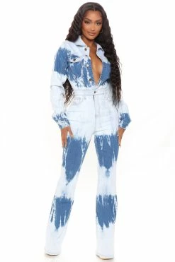 Fashion Nova Jumpsuits Taylor Denim Jumpsuit - Blue Wash