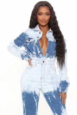 Fashion Nova Jumpsuits Taylor Denim Jumpsuit - Blue Wash