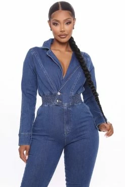 Fashion Nova Jumpsuits Darling Denim Jumpsuit - Dark Wash